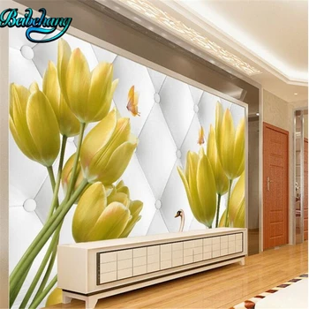 пакет beibehang 3D soft с трехмерным ТВ-фоном в виде тюльпана, настенная роспись обоев на заказ