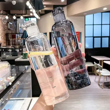 Новейший стакан для воды объемом 500/700 МЛ, спортивная бутылка для воды со шкалой времени, пара пластиковых переносных наружных емкостей для воды с защитой от капель