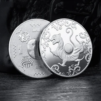 Памятные Золотые монеты с изображением Четырех Великих Зверей Белый тигр Сюаньу Счастливый Сувенир