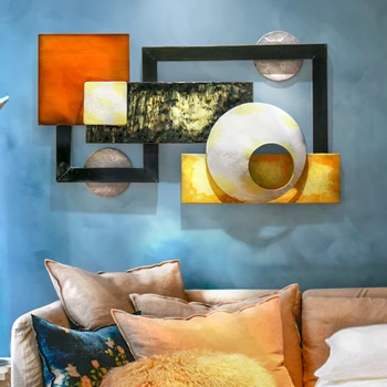 Настенный декоративный Креативный фон для дивана в гостиной, Подвесная стена в столовой, Трехмерное Железное настенное украшение