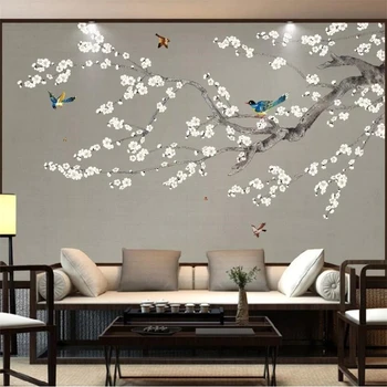 Пользовательские 3D обои в китайском стиле, ручная роспись цветами и насекомыми, настенная декоративная роспись, гостиная, спальня, 3D обои