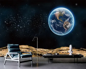 beibehang Изготовленная на заказ современная спальня из папье-маше, гостиная, космическая светящаяся земля, красивое звездное небо, космические обои на потолке