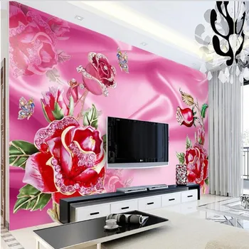 wellyu Индивидуальные большие фрески роскошные европейские ювелирные изделия кружевные розы 3D ТВ фон стены нетканые обои papel de parede