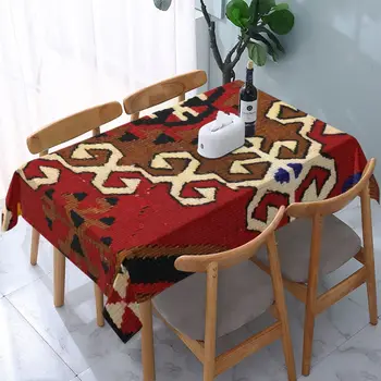 Прямоугольная Винтажная Персидская ковровая скатерть из ткани Килим навахо, водонепроницаемая скатерть, крышка стола с эластичным краем