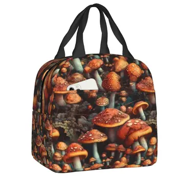 Женская сумка для ланча с принтом лесных грибов, водонепроницаемый термохолодильник, коробка для ланча в офисе, на работе, в школе