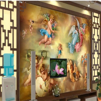 beibehang Гостиная, красивый ангел, картина маслом, ТВ-фон, стена, большая фреска, зеленые обои papel de parede
