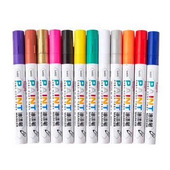 12-цветная Маркерная ручка для рисования Белая Водонепроницаемая автомобильная шина Протектор CD Металлический Маркер для перманентной краски Масляная ручка для рисования DIY