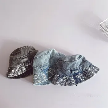 Детская ковбойская шляпа рыбака в стиле Юаньсу 2023, весенне-осенняя винтажная модная джинсовая шляпа для мальчиков и девочек 51-54 см