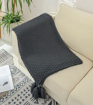 Вязаное шерстяное одеяло в скандинавском стиле с кисточками, Офисное покрывало с кондиционером, плед, диван, Одеяла для садового кресла для отдыха