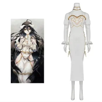 Аниме Overlord Albedo Косплей костюм Сексуальное Белое платье Хэллоуин Рождественский Маскарадный костюм для вечеринки