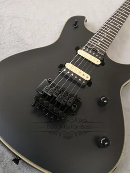 Матовая черная гитара Электрическая Wof Гитара Кленовый гриф Корпус из липы Тремоло Бридж 22 лада Черные тюнеры